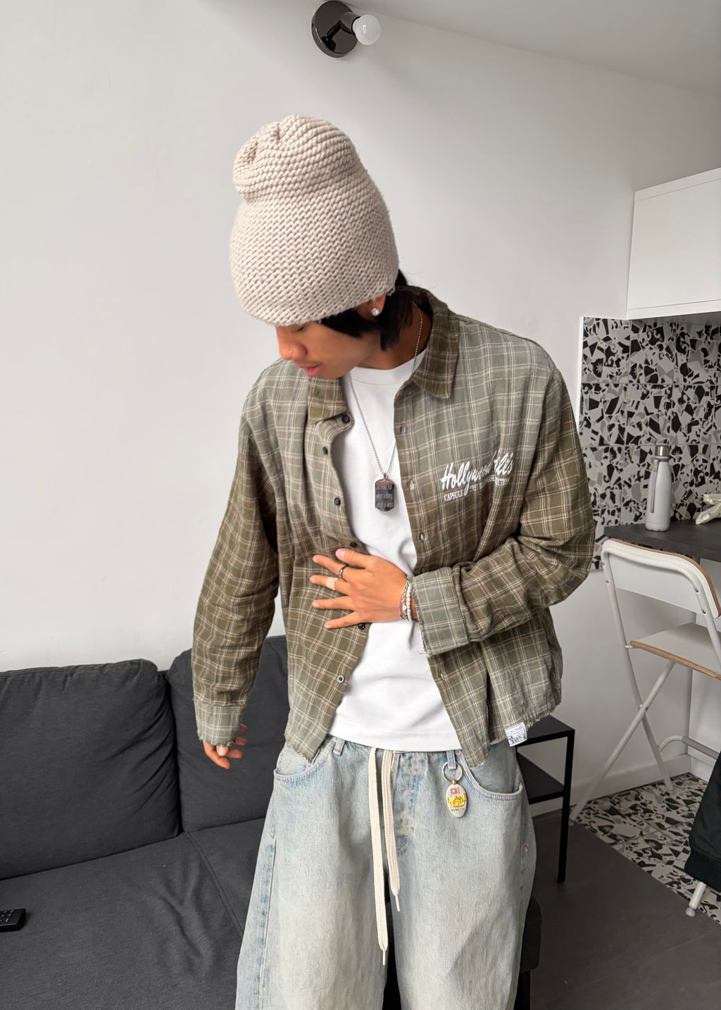 HOLLYWOOD HILLS FLANNEL GREEN