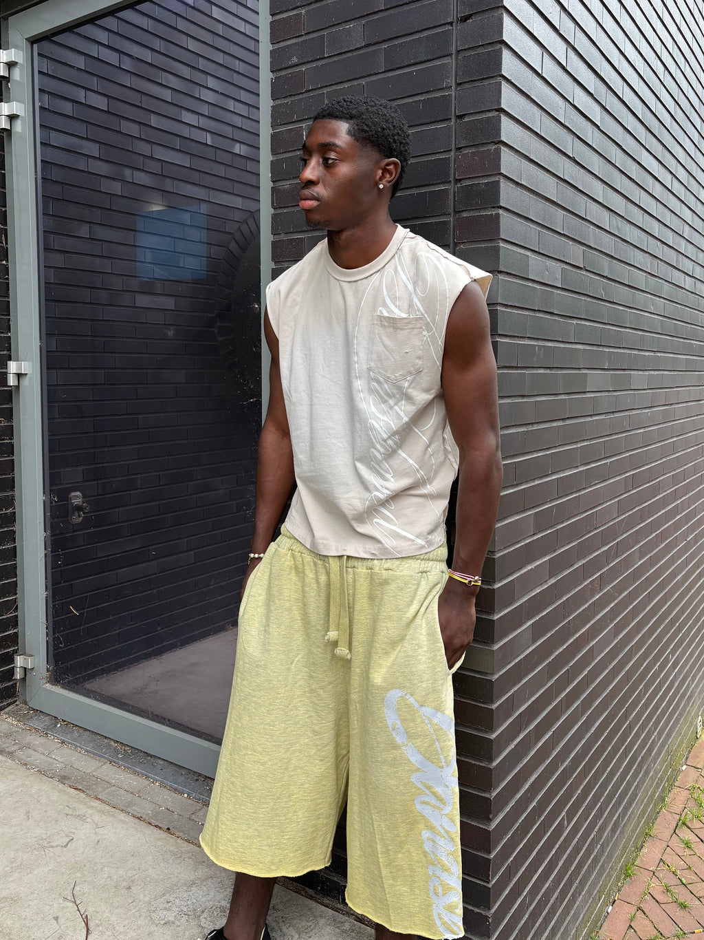 BEIGE SCRIPT TANKTOP