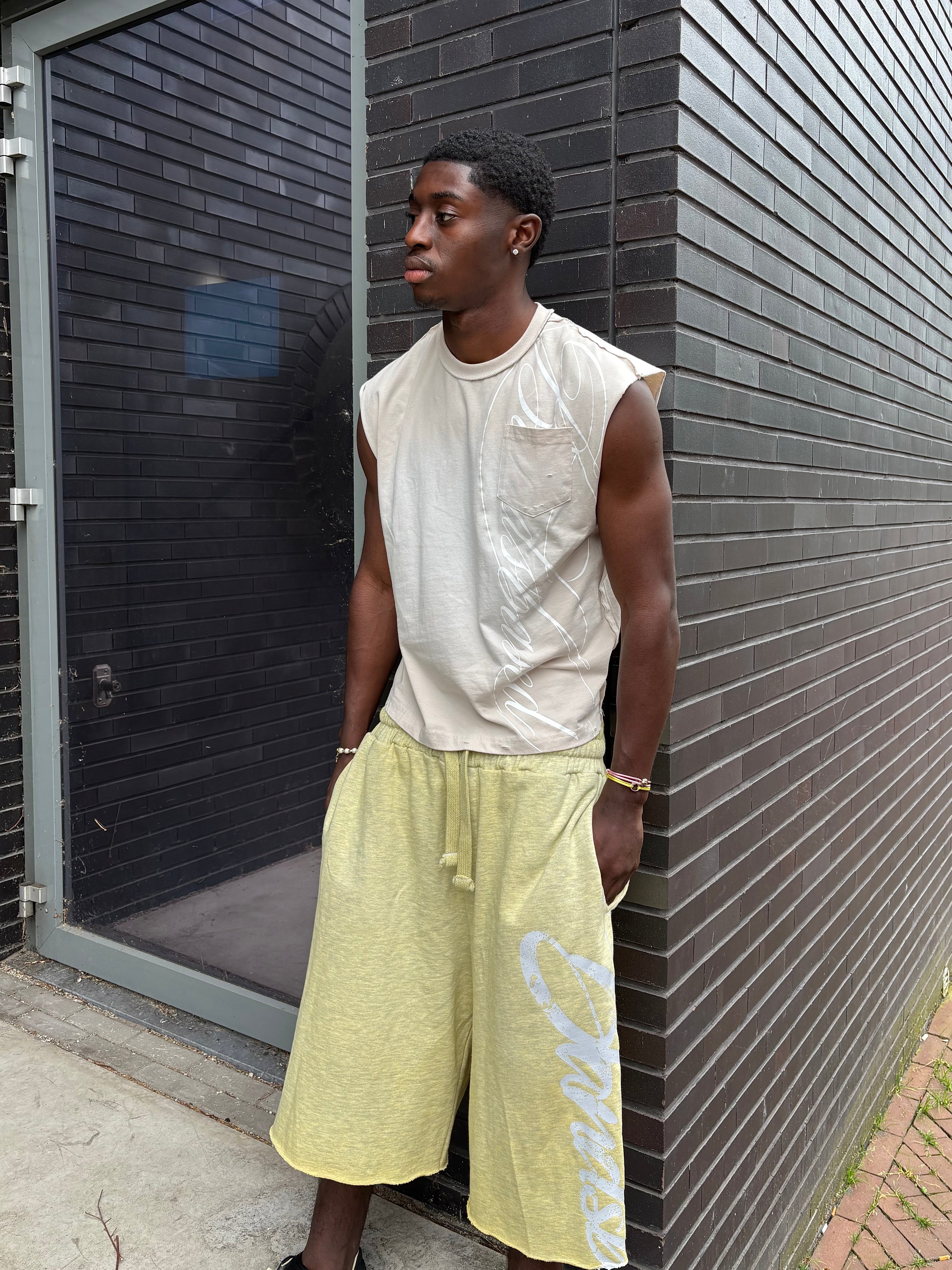 BEIGE SCRIPT TANKTOP