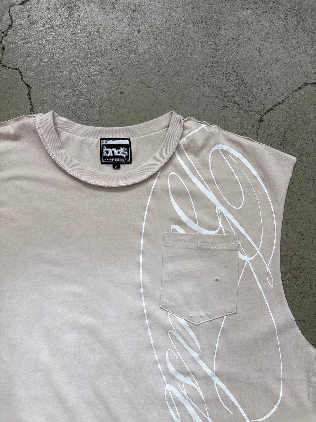 BEIGE SCRIPT TANKTOP